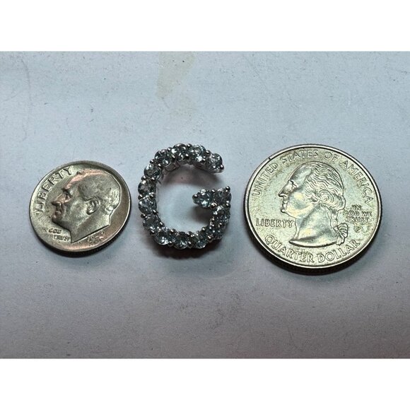 Estate Sterling Silver 925 Initial G Pendant with Clear Stones, 18.5mm, 3.2g - Picture 6 of 8